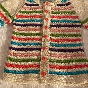 NWT Unique Colorful Striped Baby Cardigan - Handmade